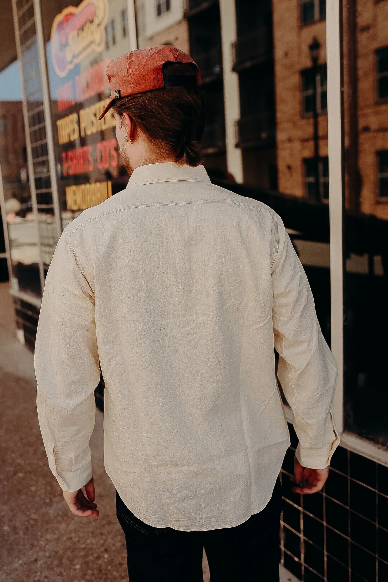 Long Sleeve Work Shirt- White Chambray (SC27851)