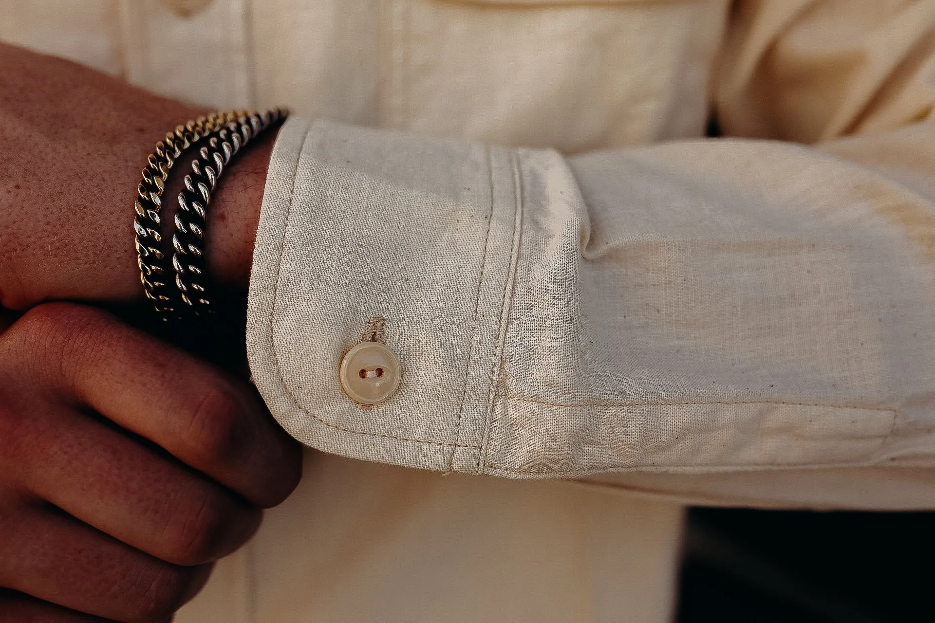Long Sleeve Work Shirt- White Chambray (SC27851)