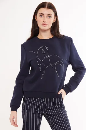 Louche Jan Cheval Embroided Sweatshirt - Navy