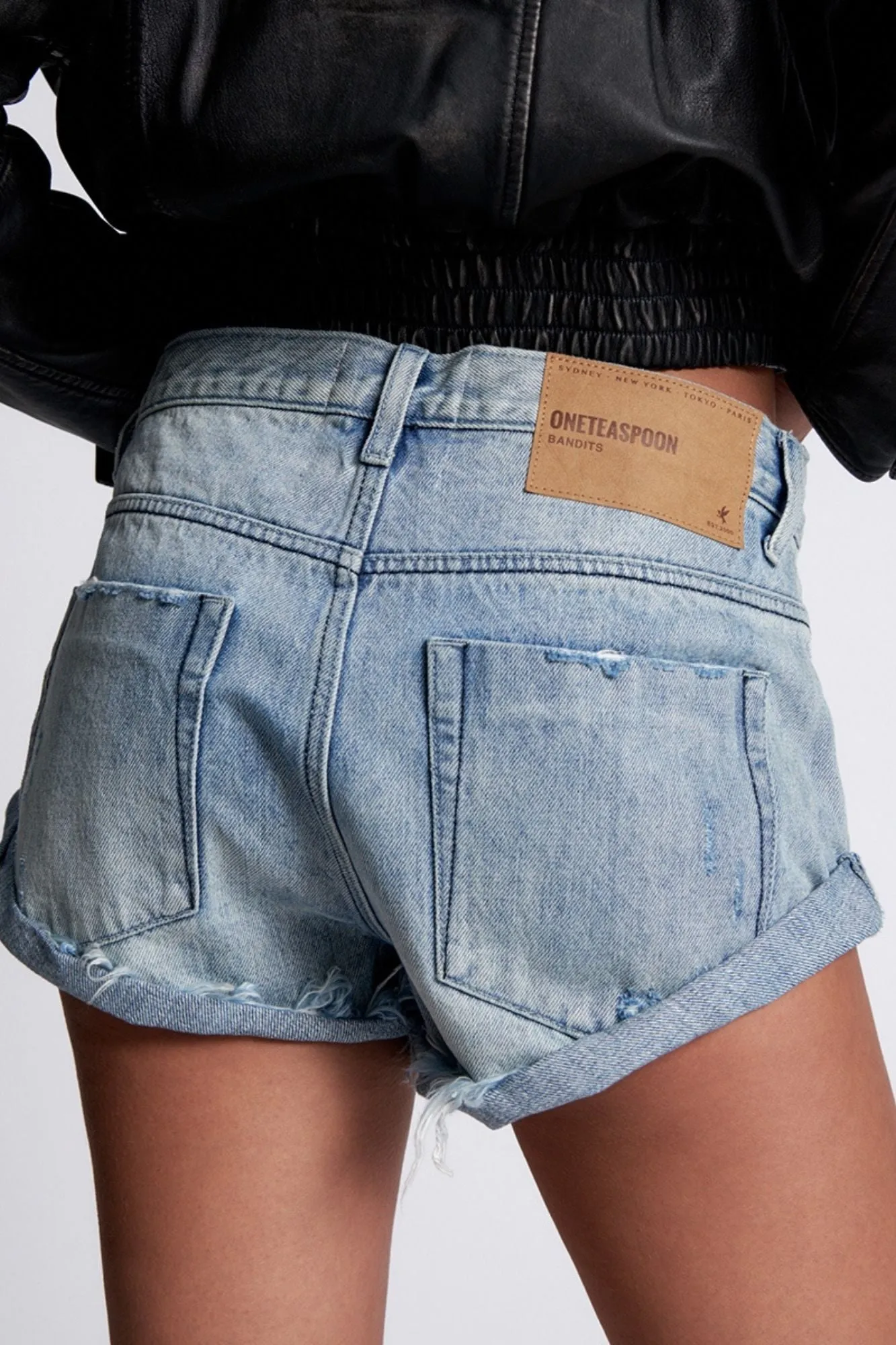 Low Waist Bandit Denim Shorts - Salty Dog