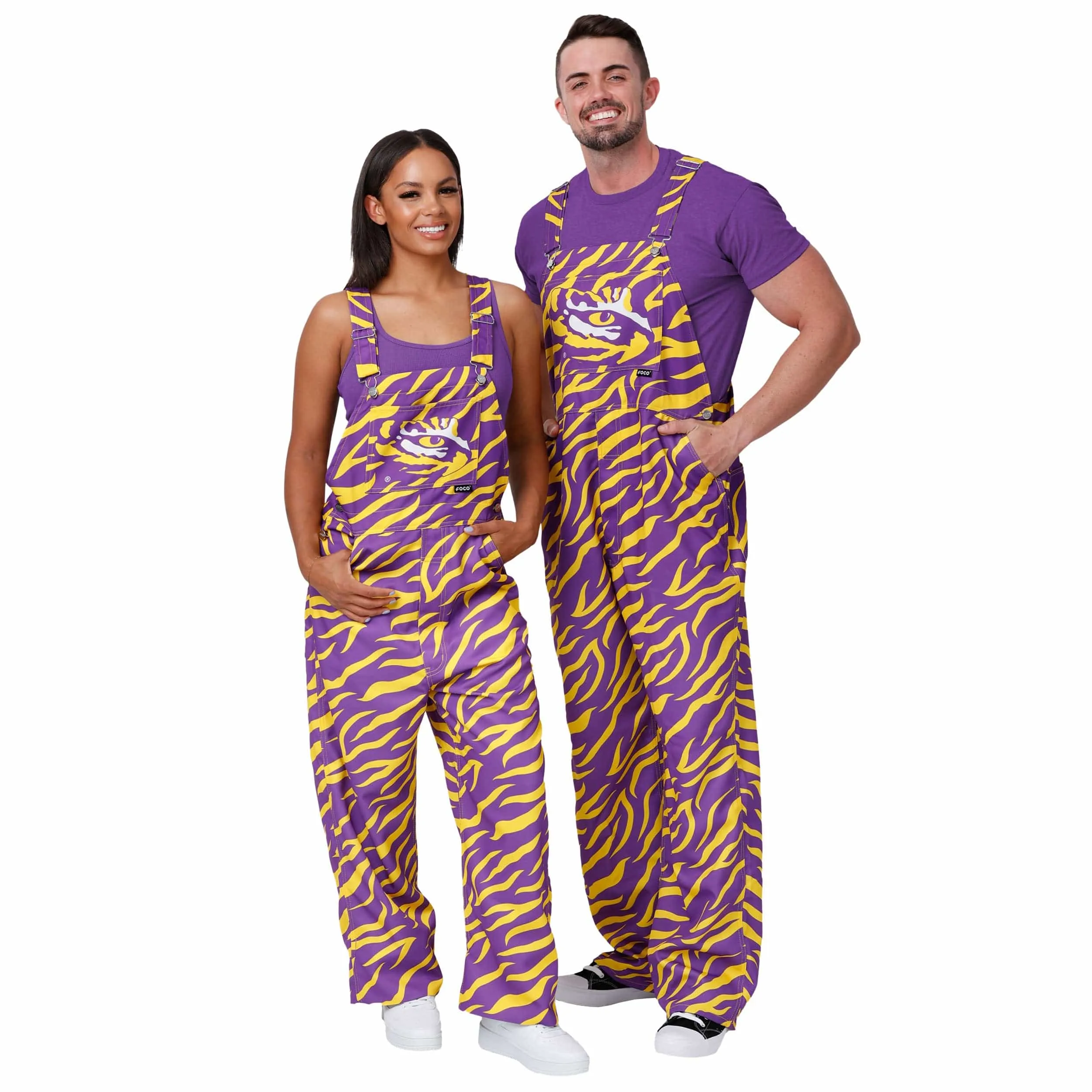 LSU Tigers NCAA Womens Tiger Stripe Thematic Bib Overalls