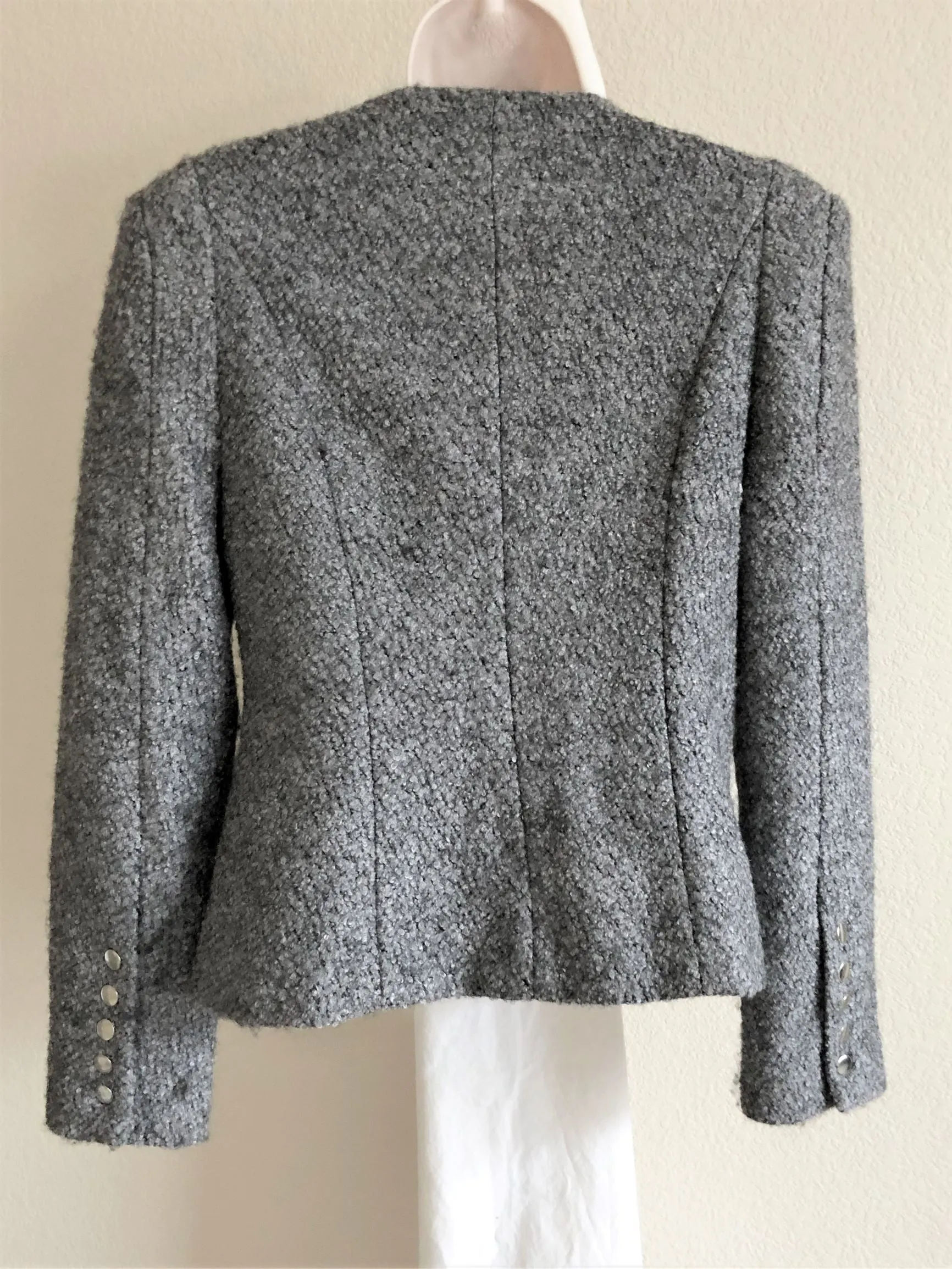 Luii Size Medium Gray Boucle Moto Blazer