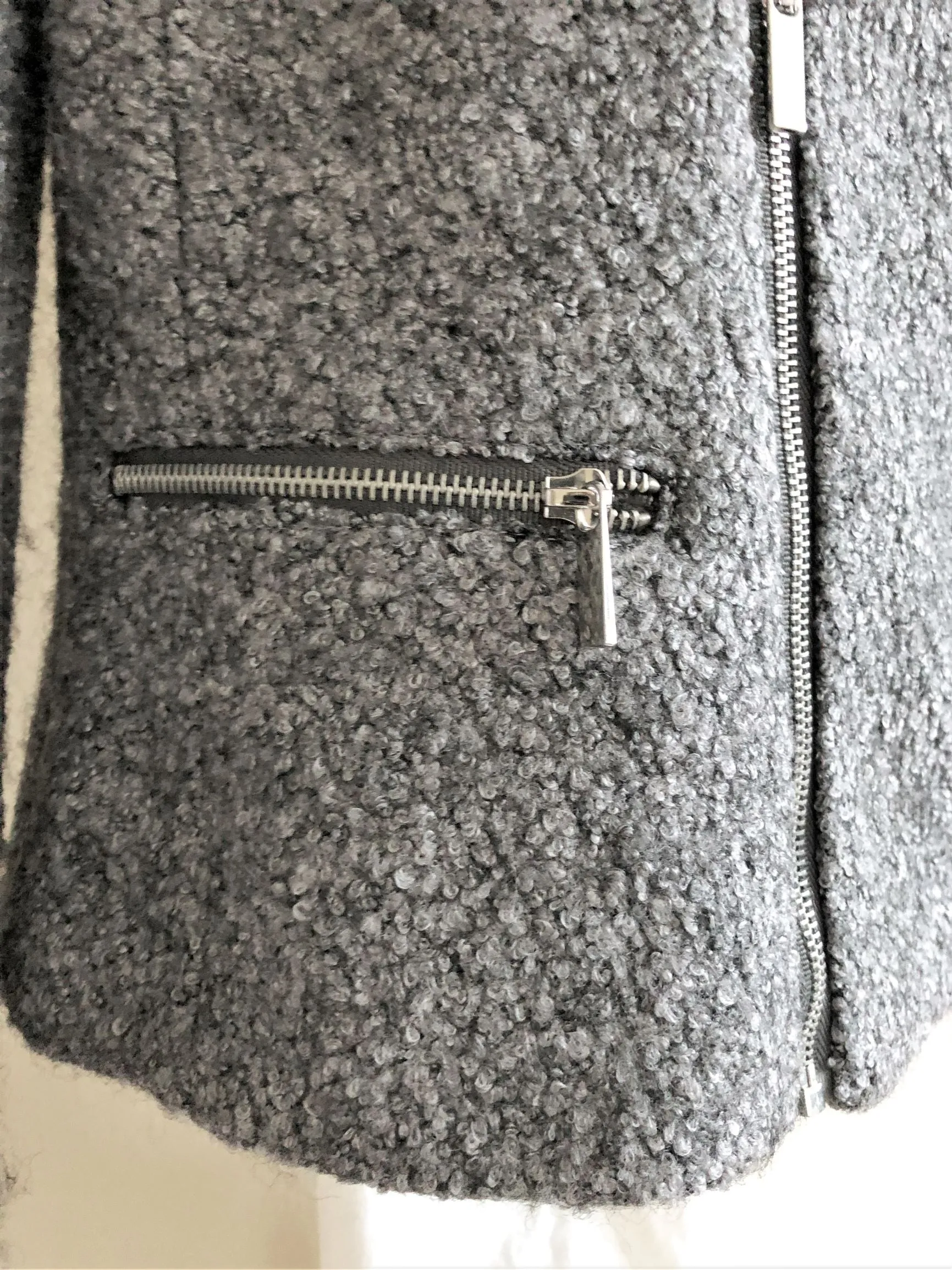 Luii Size Medium Gray Boucle Moto Blazer