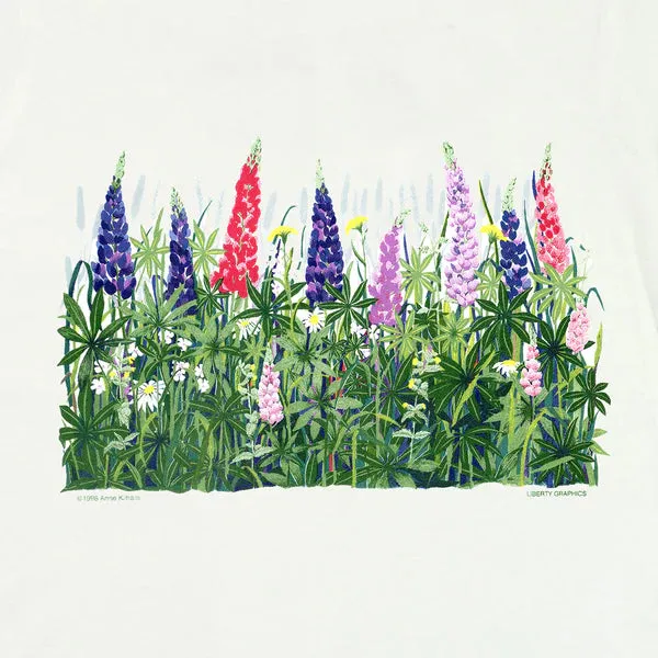Lupines & Daisies Ladies Adult T-Shirt in White by Liberty Graphics