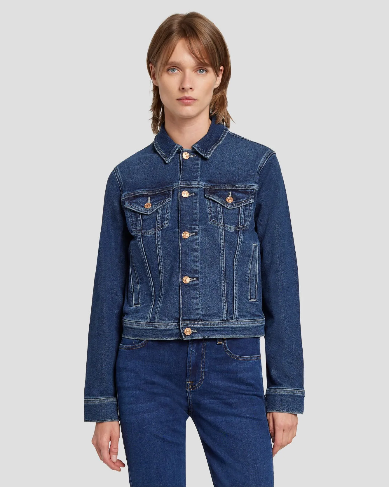 Luxe Vintage Classic Trucker Jacket in Deep Soul