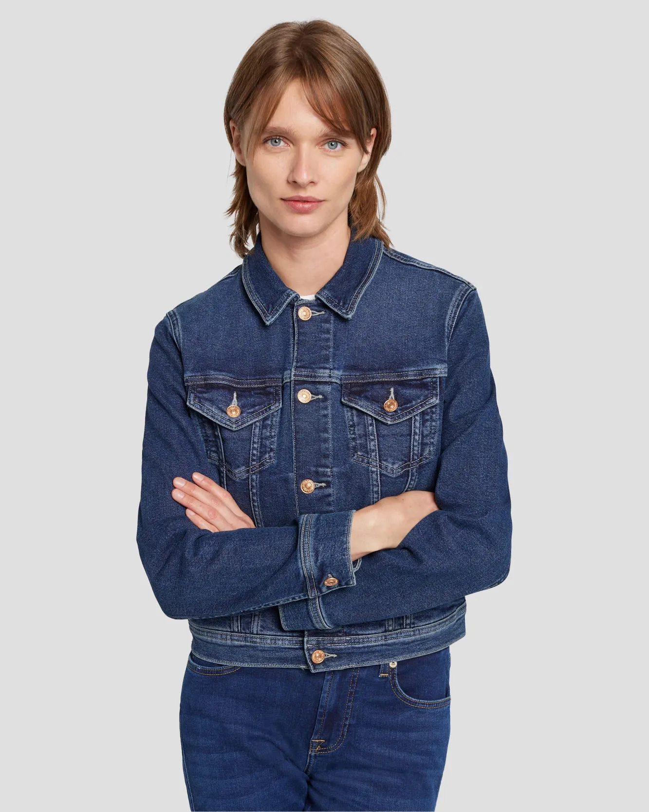 Luxe Vintage Classic Trucker Jacket in Deep Soul