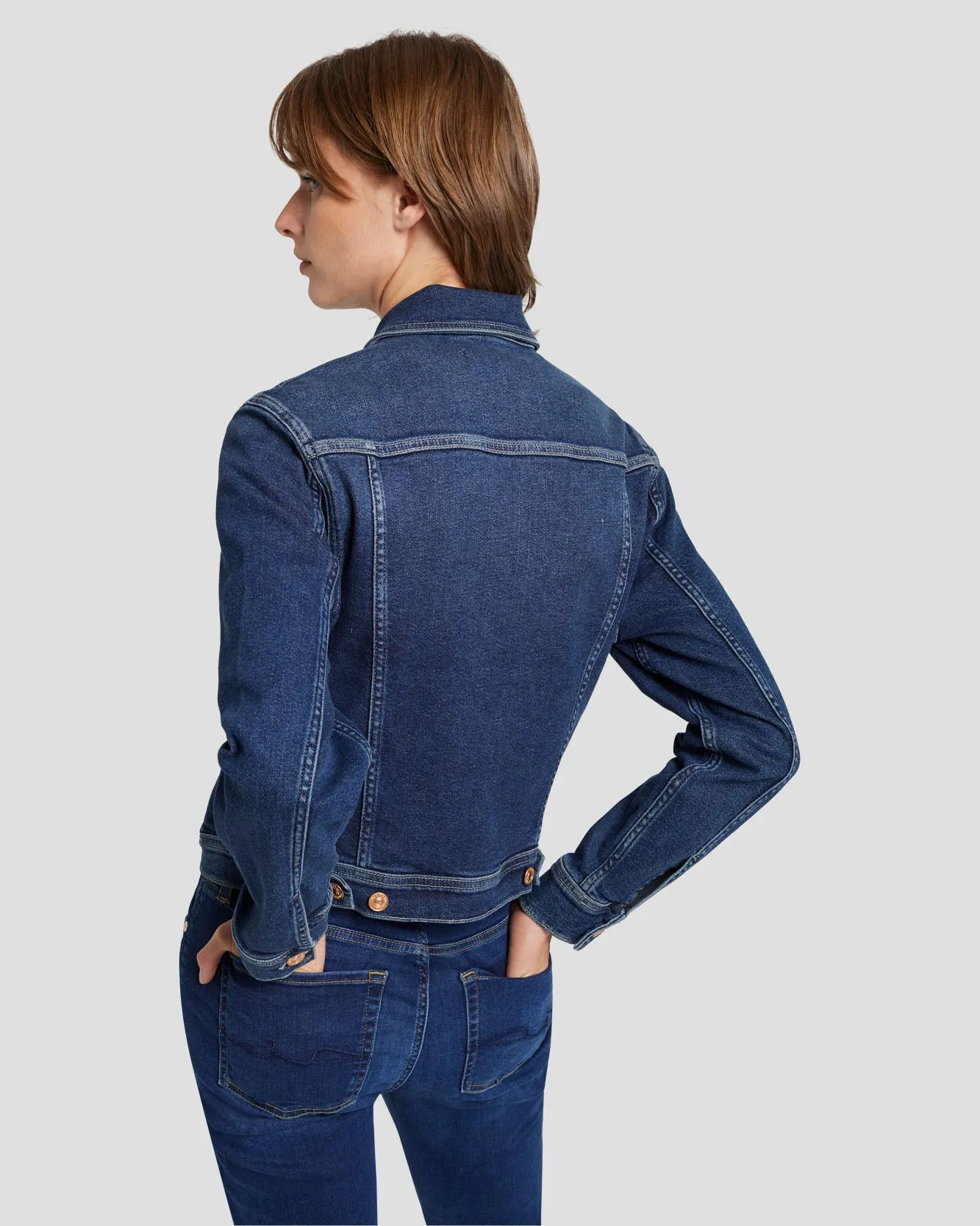Luxe Vintage Classic Trucker Jacket in Deep Soul
