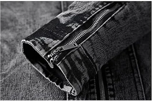 Maiyifu-GJ Men's Denim Jackets Outerwear Fall Winter Stand Collar Distressed Jean Jacket Warm Fleece Lined Trucker Coats