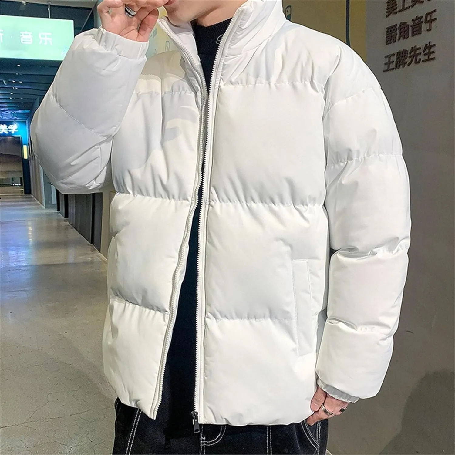 Maiyifu-GJ Men's Down Jackets Outerwear Lightweight Warm Winter Puffer Jacket Thickened Quilted Padded Coat Windbreaker