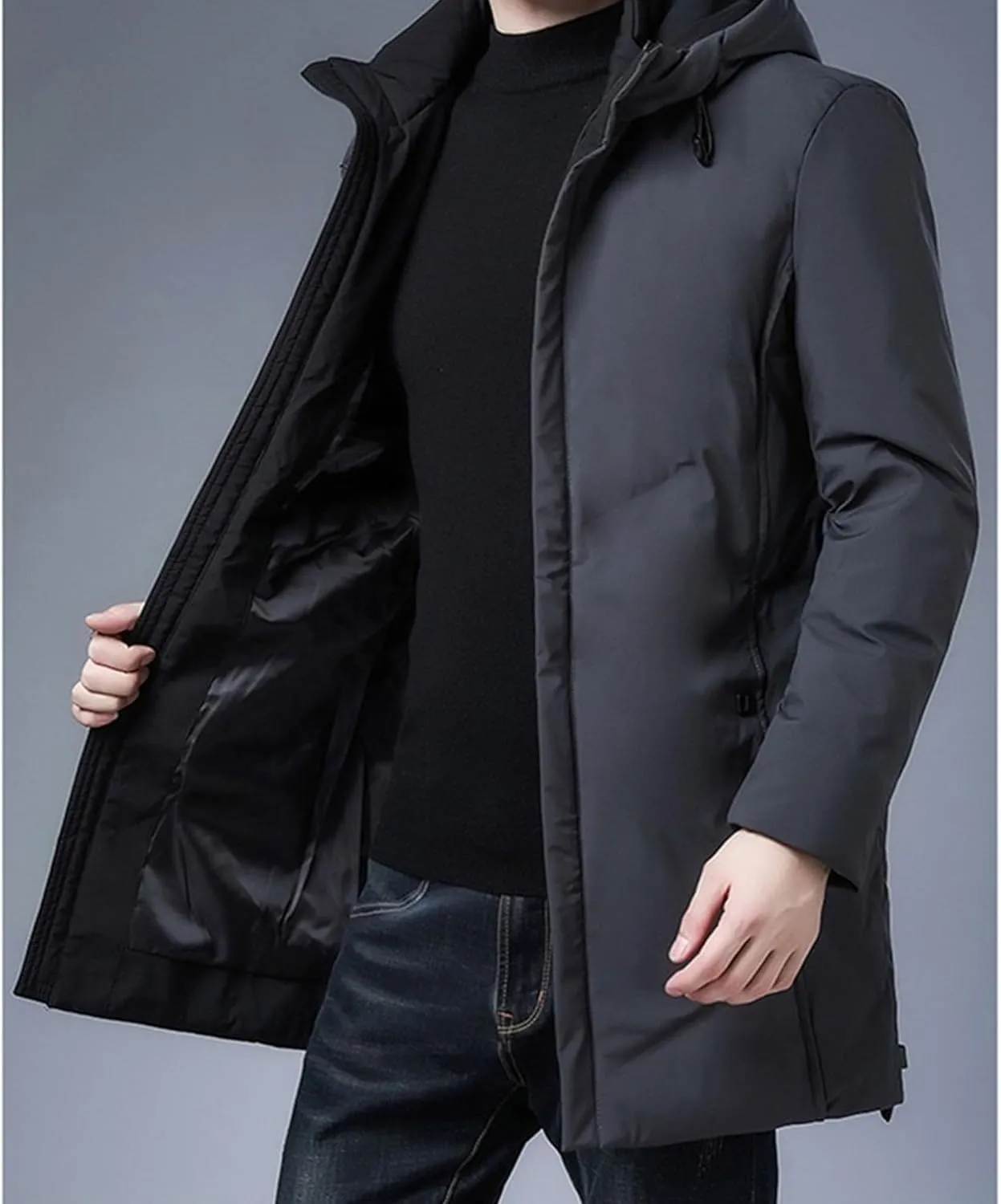 Maiyifu-GJ Men's Long Winter Coat Thickened Warm Down Jacket Hooded Quilted Puffer Coats Windproof Parka Jackets Outerwear