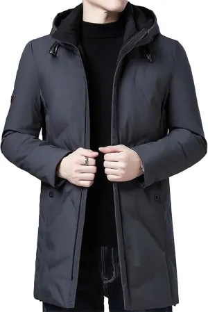 Maiyifu-GJ Men's Long Winter Coat Thickened Warm Down Jacket Hooded Quilted Puffer Coats Windproof Parka Jackets Outerwear
