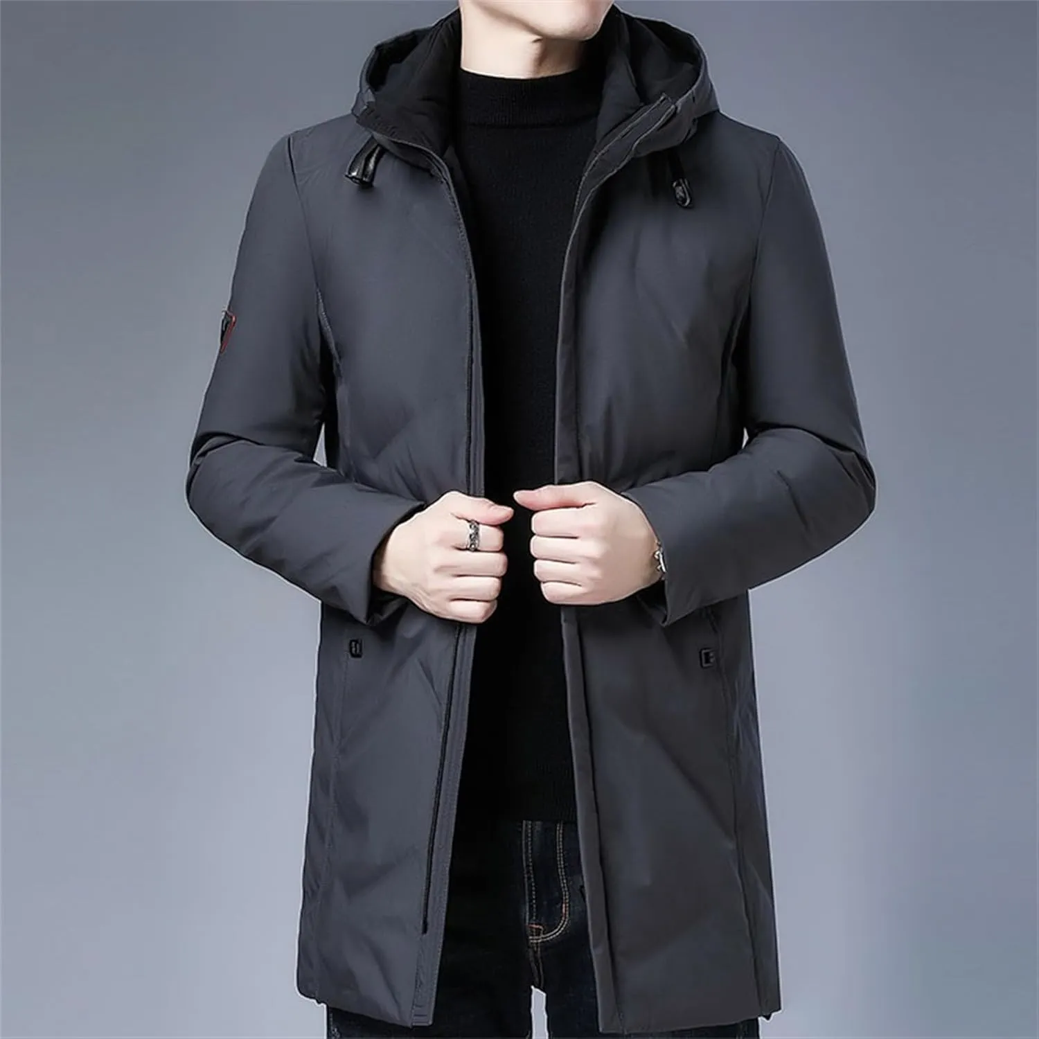 Maiyifu-GJ Men's Long Winter Coat Thickened Warm Down Jacket Hooded Quilted Puffer Coats Windproof Parka Jackets Outerwear