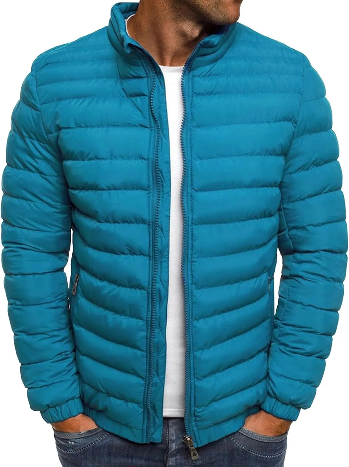 Maiyifu-GJ Men's Puffer Jackets Casual Lightweight Winter Down Coat Windproof Warm Quilted Padded Jackets Outerwear