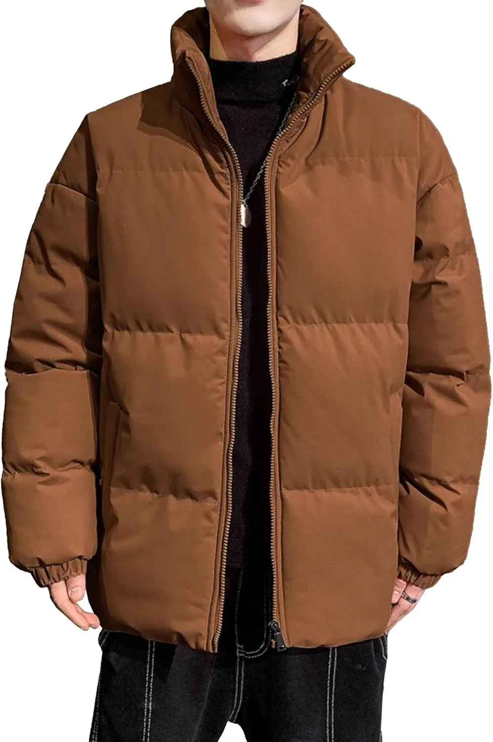 Maiyifu-GJ Men's Winter Coat Windbreaker Thickened Quilted Puffer Jacket Lightweight Windproof Warm Down Jackets Outerwear