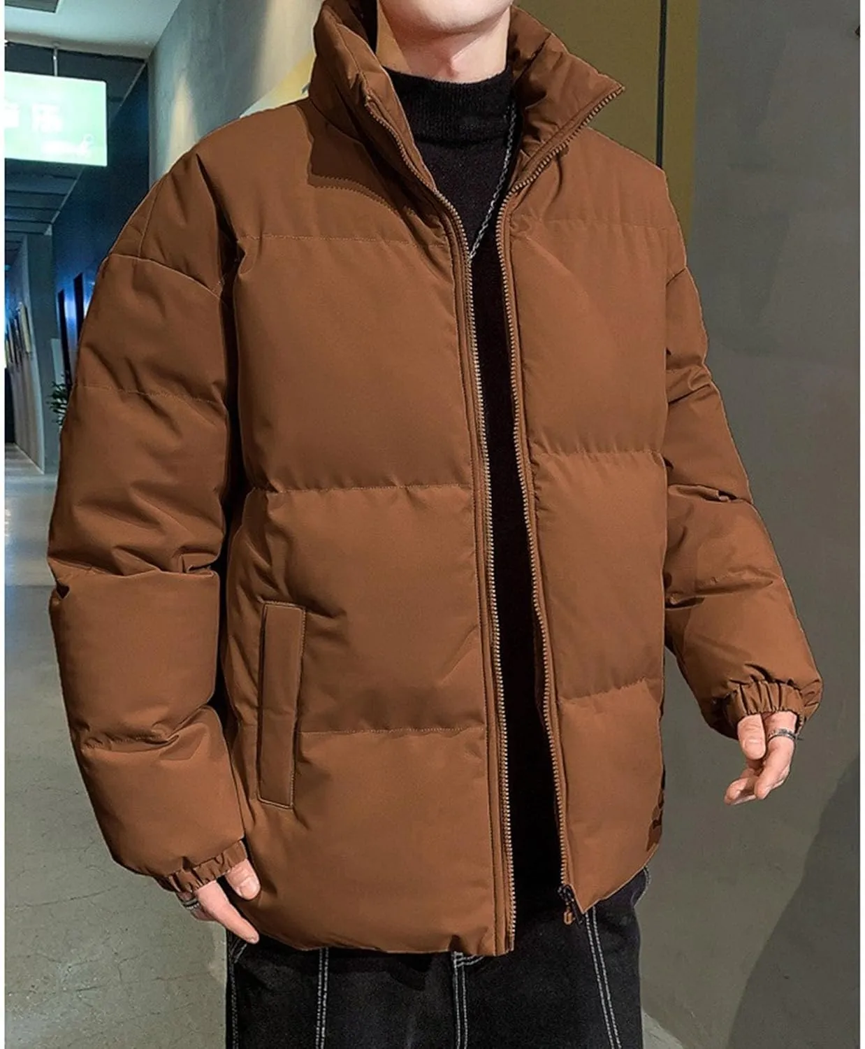 Maiyifu-GJ Men's Winter Coat Windbreaker Thickened Quilted Puffer Jacket Lightweight Windproof Warm Down Jackets Outerwear