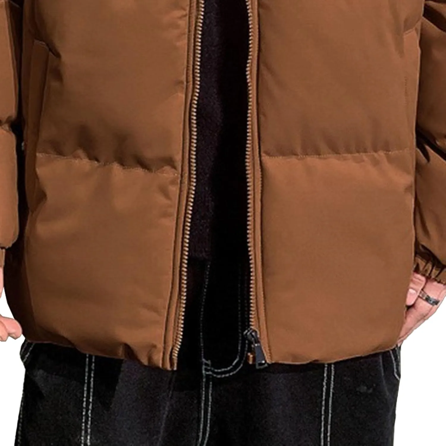Maiyifu-GJ Men's Winter Coat Windbreaker Thickened Quilted Puffer Jacket Lightweight Windproof Warm Down Jackets Outerwear
