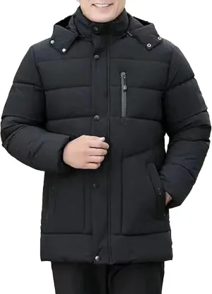 Maiyifu-GJ Men's Winter Down Coats Fleece Lined Parka Jacket Windproof Warm Hooded Puffer Jackets Outerwear Windbreaker