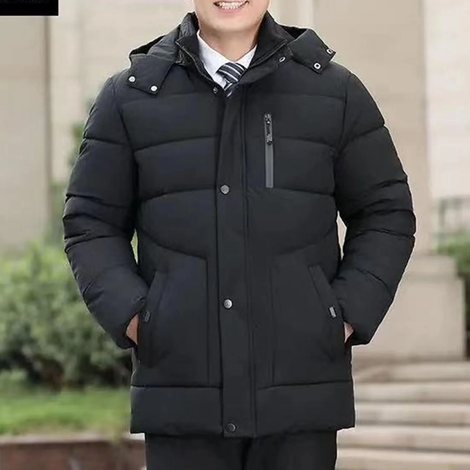 Maiyifu-GJ Men's Winter Down Coats Fleece Lined Parka Jacket Windproof Warm Hooded Puffer Jackets Outerwear Windbreaker