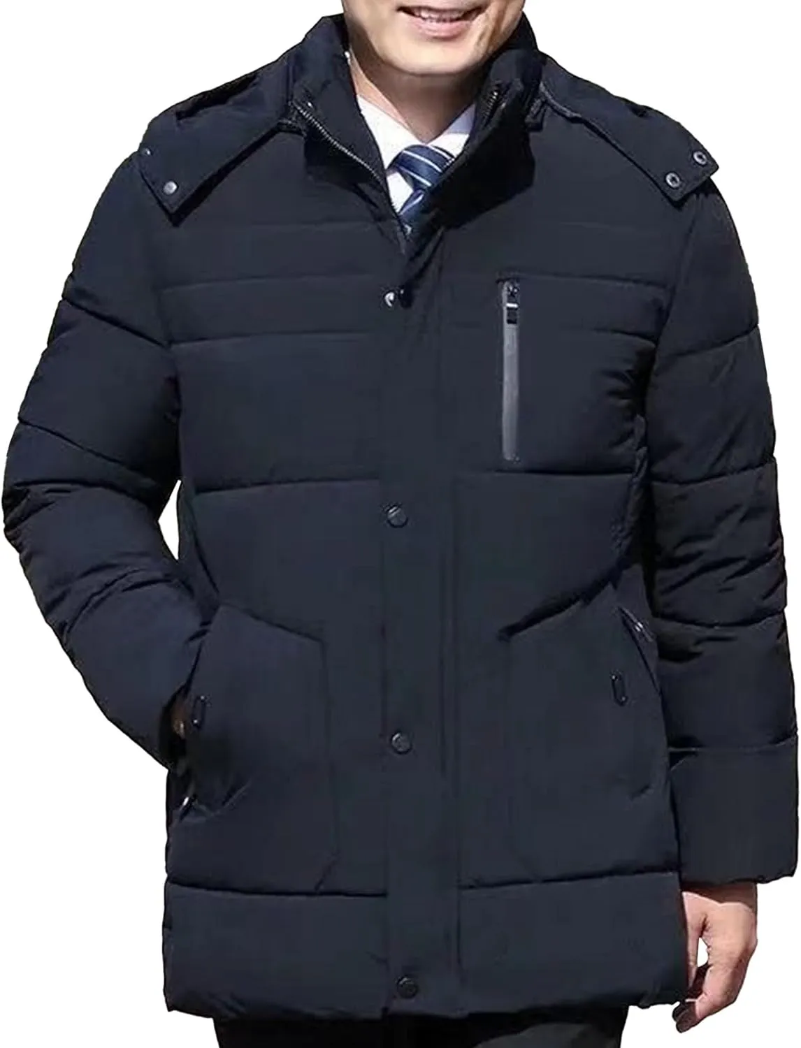 Maiyifu-GJ Men's Winter Down Coats Fleece Lined Parka Jacket Windproof Warm Hooded Puffer Jackets Outerwear Windbreaker