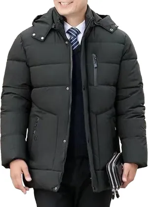 Maiyifu-GJ Men's Winter Down Coats Fleece Lined Parka Jacket Windproof Warm Hooded Puffer Jackets Outerwear Windbreaker