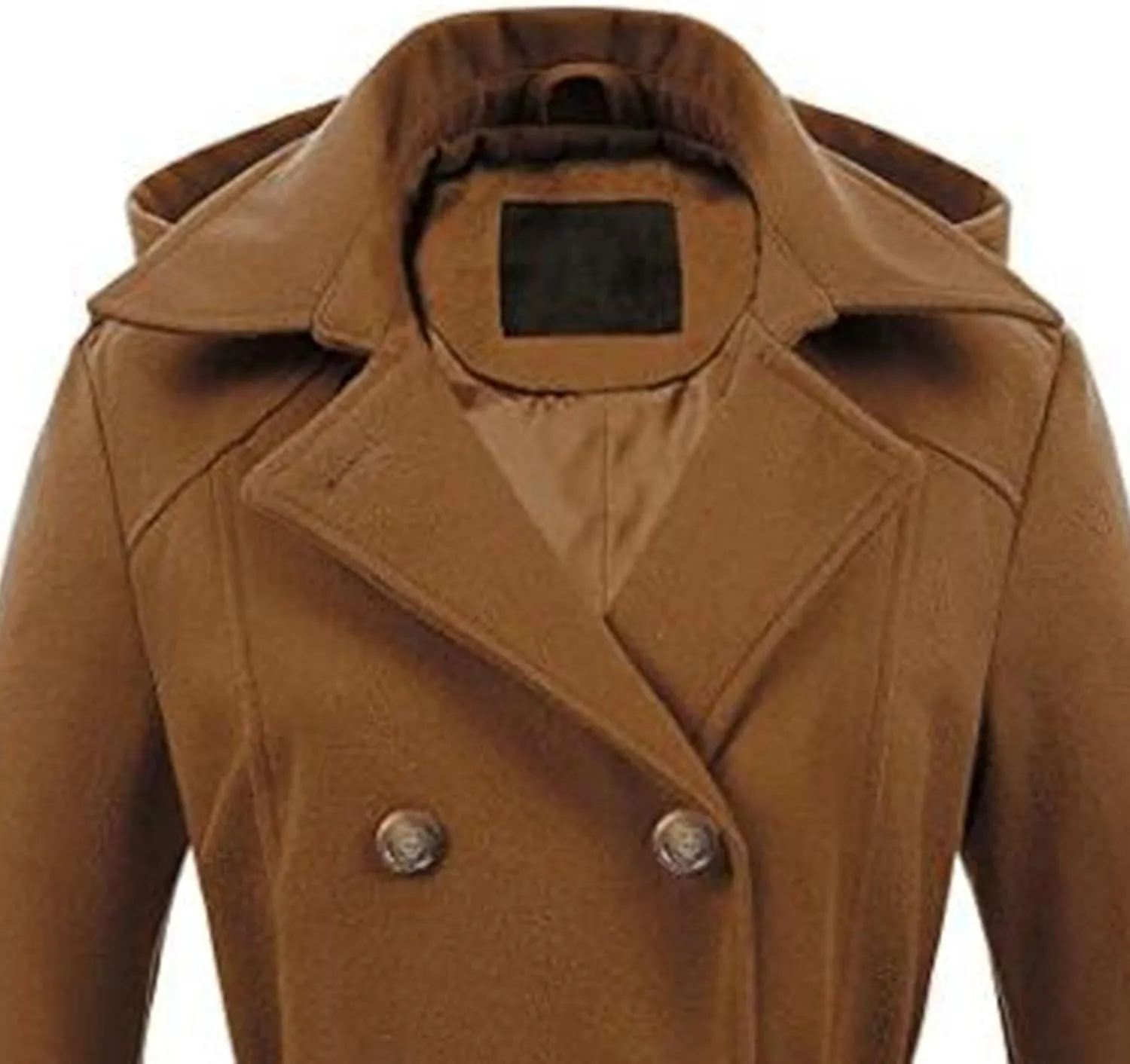 Maiyifu-GJ Women's Double Breasted Hooded Wool Coat Mid-Long Notched Lapel Trench Overcoat Fall Winter Jackets Outerwear