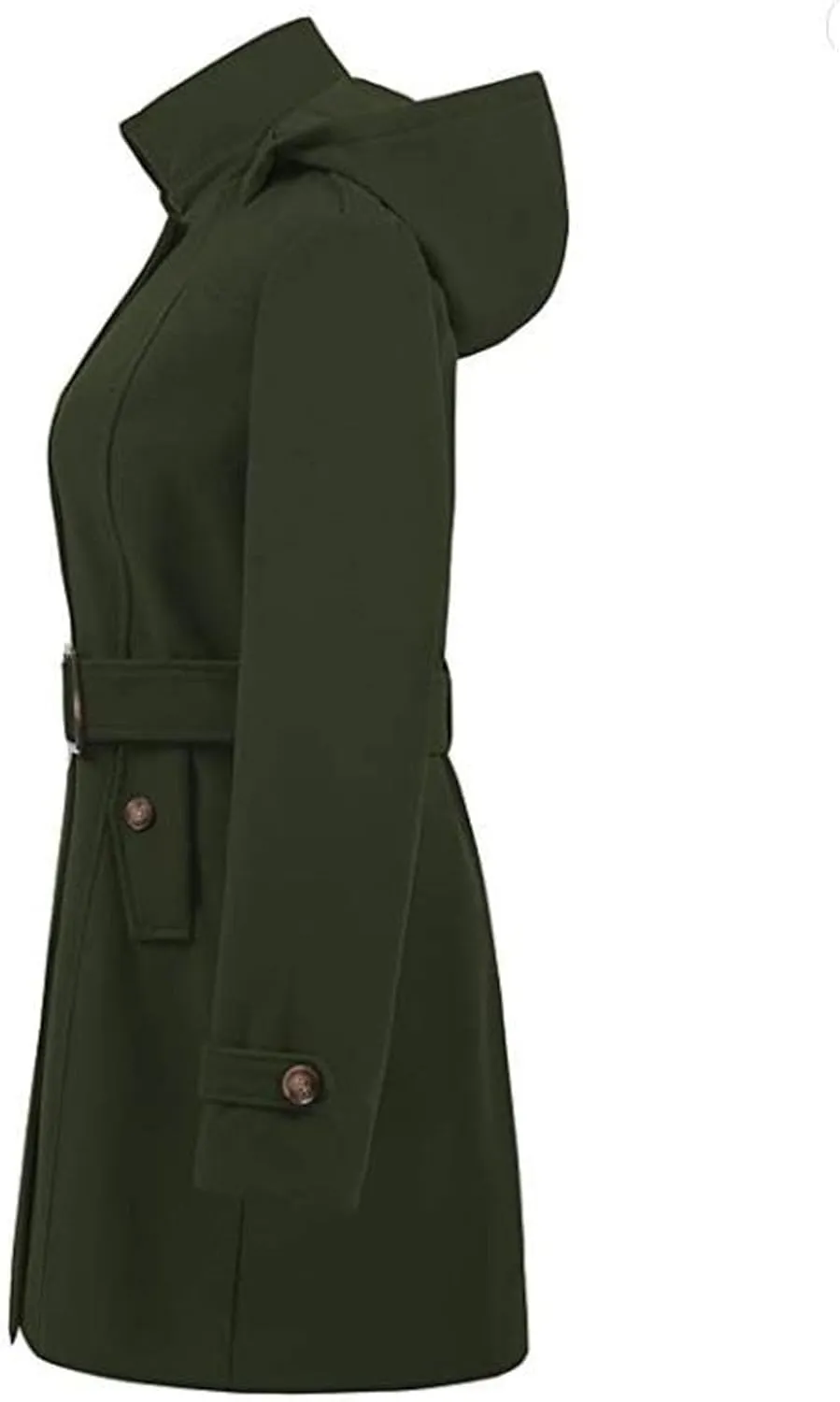 Maiyifu-GJ Women's Double Breasted Hooded Wool Coat Mid-Long Notched Lapel Trench Overcoat Fall Winter Jackets Outerwear