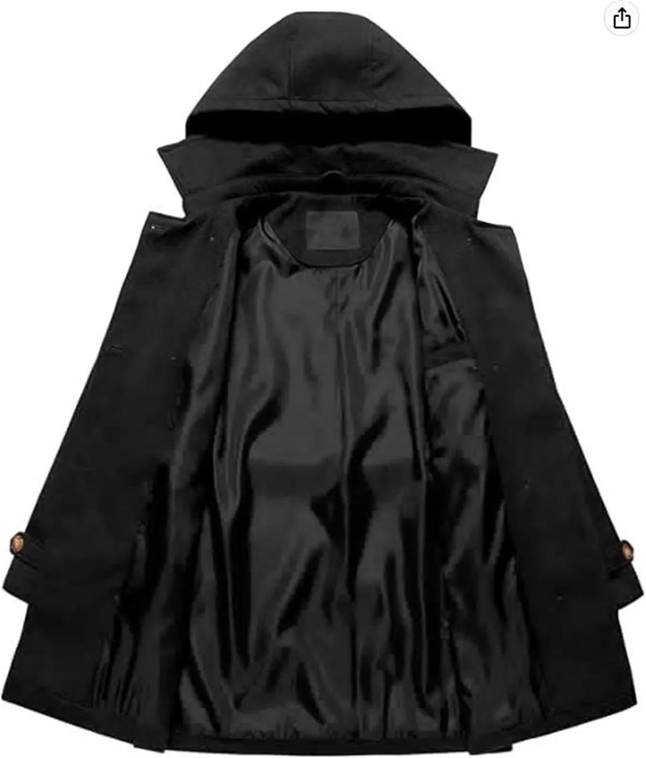 Maiyifu-GJ Women's Double Breasted Hooded Wool Coat Mid-Long Notched Lapel Trench Overcoat Fall Winter Jackets Outerwear
