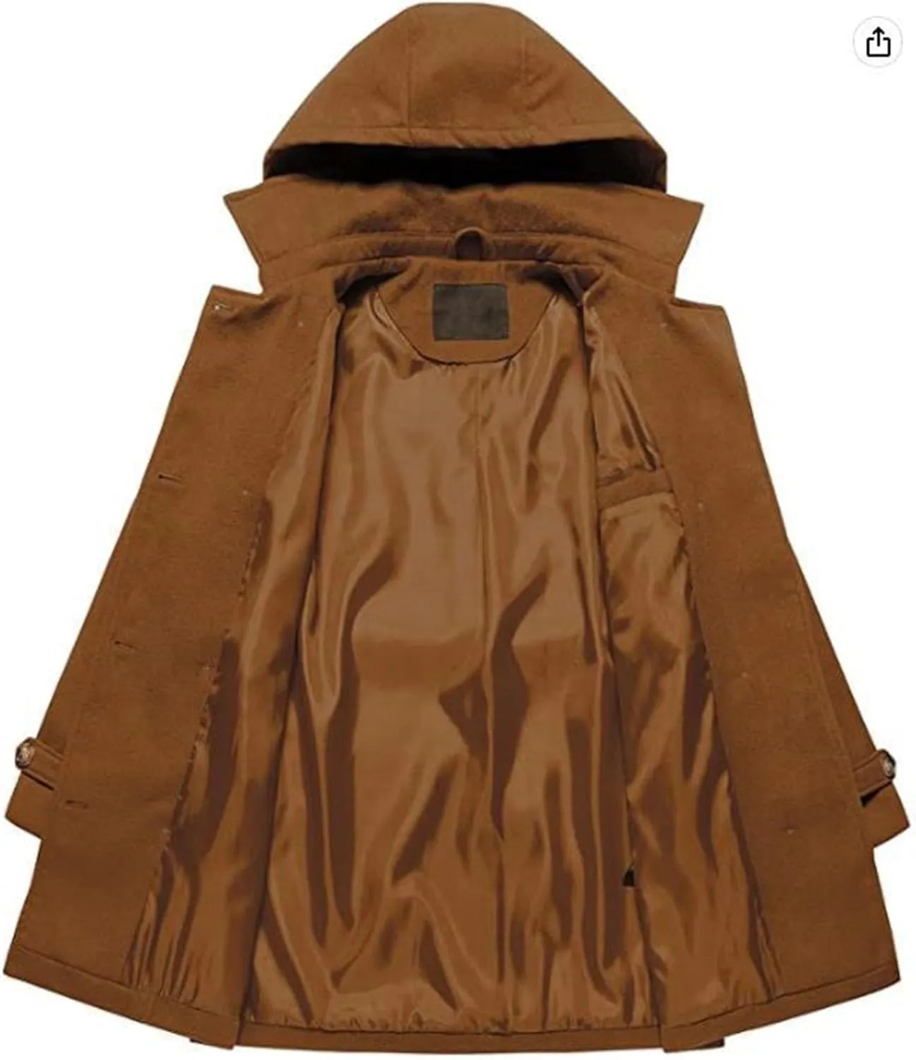 Maiyifu-GJ Women's Double Breasted Hooded Wool Coat Mid-Long Notched Lapel Trench Overcoat Fall Winter Jackets Outerwear