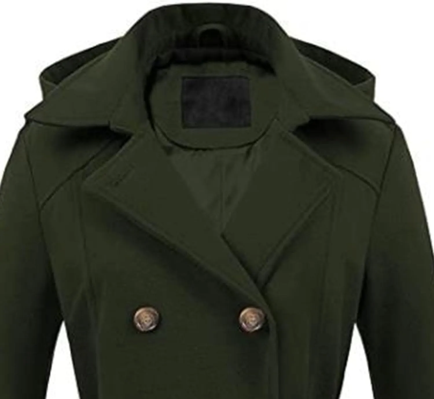 Maiyifu-GJ Women's Double Breasted Hooded Wool Coat Mid-Long Notched Lapel Trench Overcoat Fall Winter Jackets Outerwear