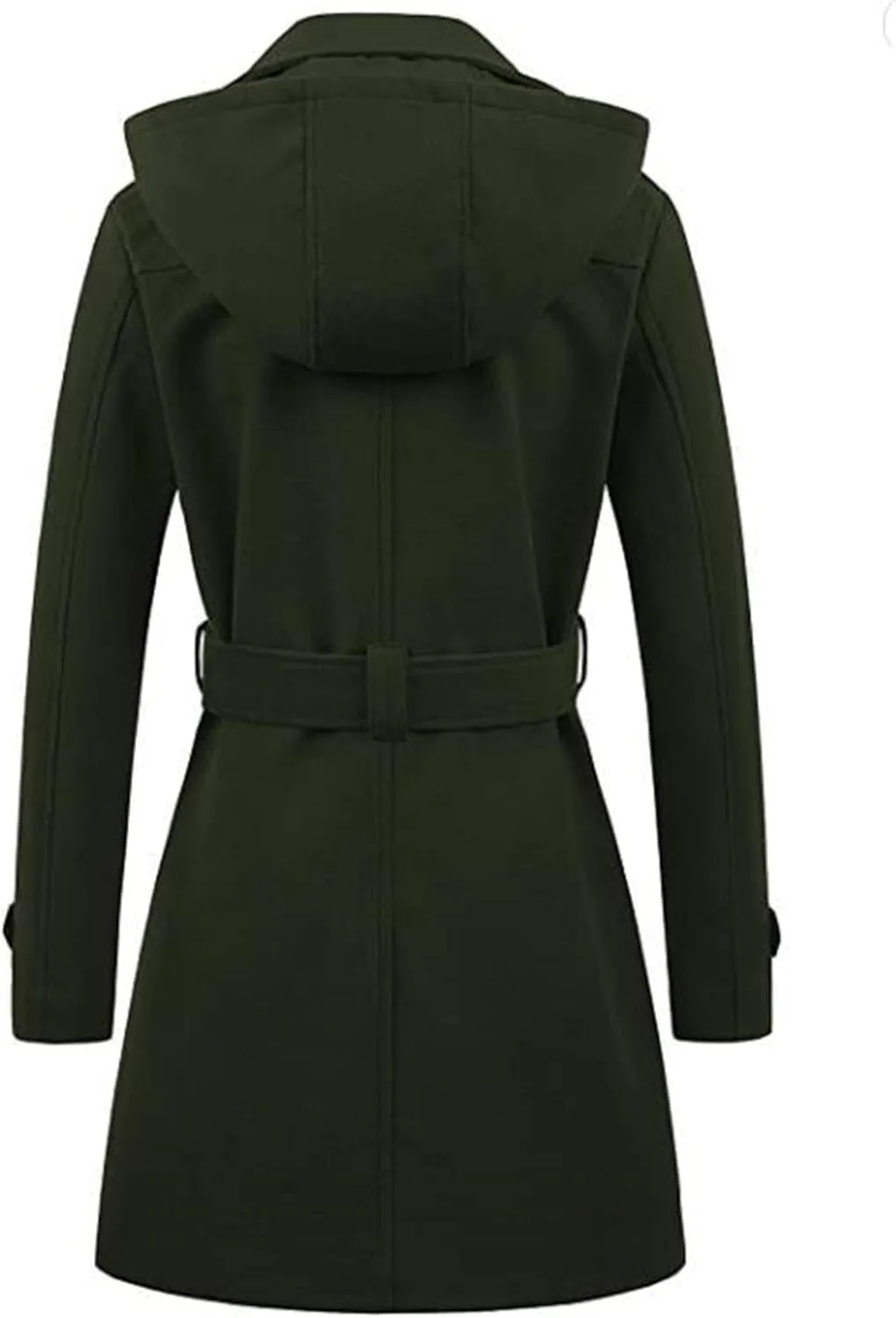 Maiyifu-GJ Women's Double Breasted Hooded Wool Coat Mid-Long Notched Lapel Trench Overcoat Fall Winter Jackets Outerwear
