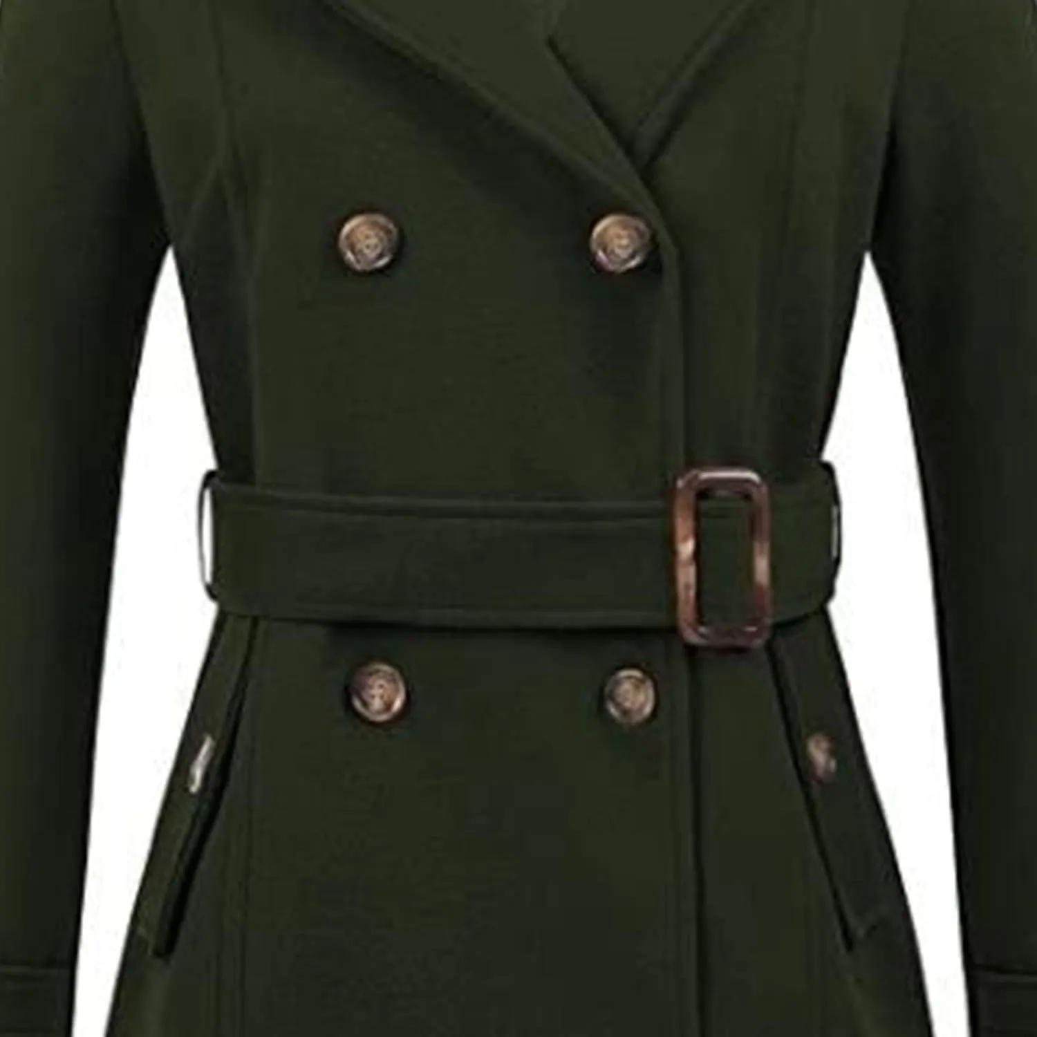 Maiyifu-GJ Women's Double Breasted Hooded Wool Coat Mid-Long Notched Lapel Trench Overcoat Fall Winter Jackets Outerwear