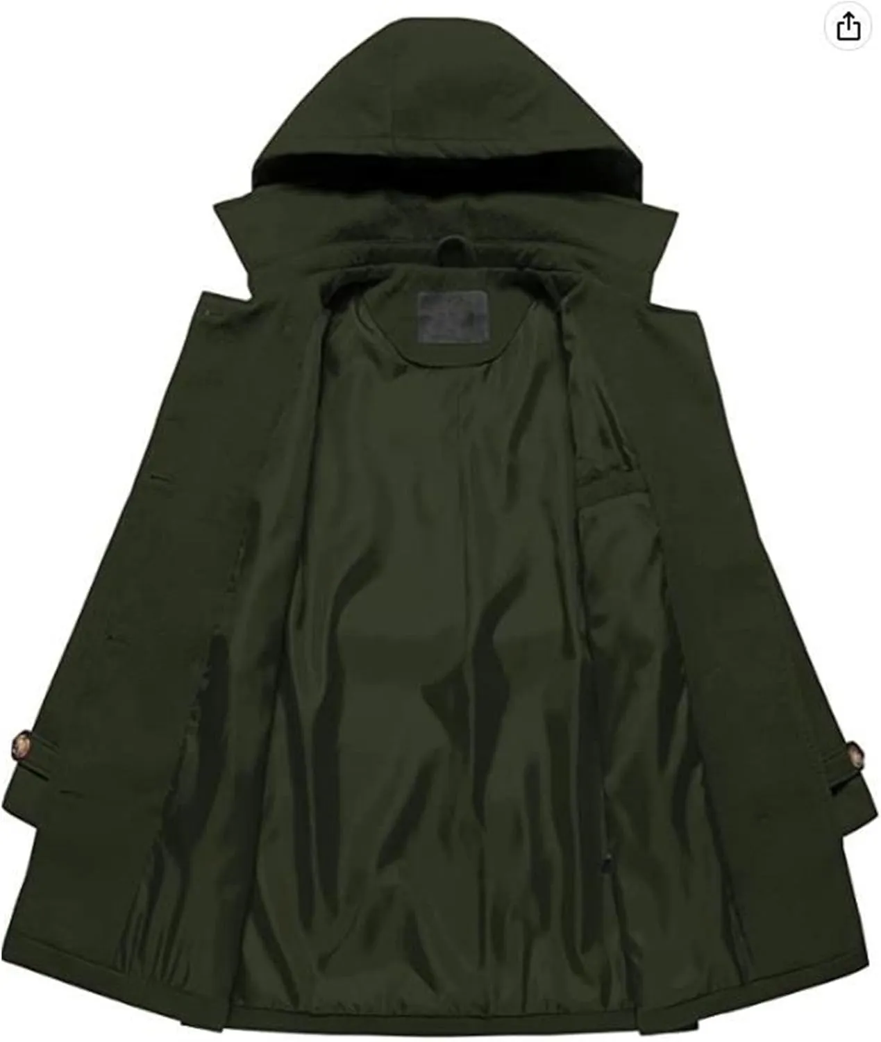 Maiyifu-GJ Women's Double Breasted Hooded Wool Coat Mid-Long Notched Lapel Trench Overcoat Fall Winter Jackets Outerwear