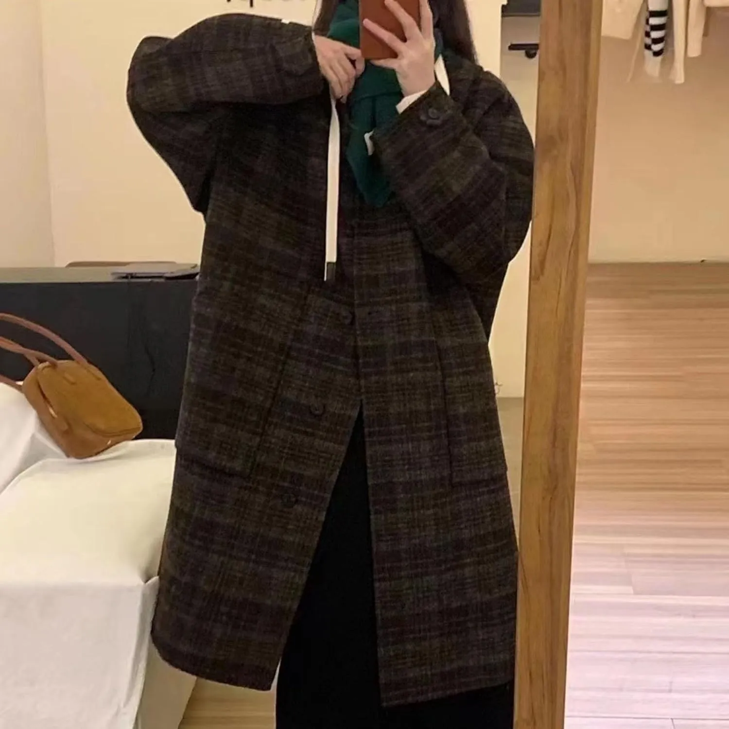 Maiyifu-GJ Womens Wool Blend Hooded Overcoat Winter Single Breasted Long Trench Coat Outdoor Windbreaker Jackets Outerwear