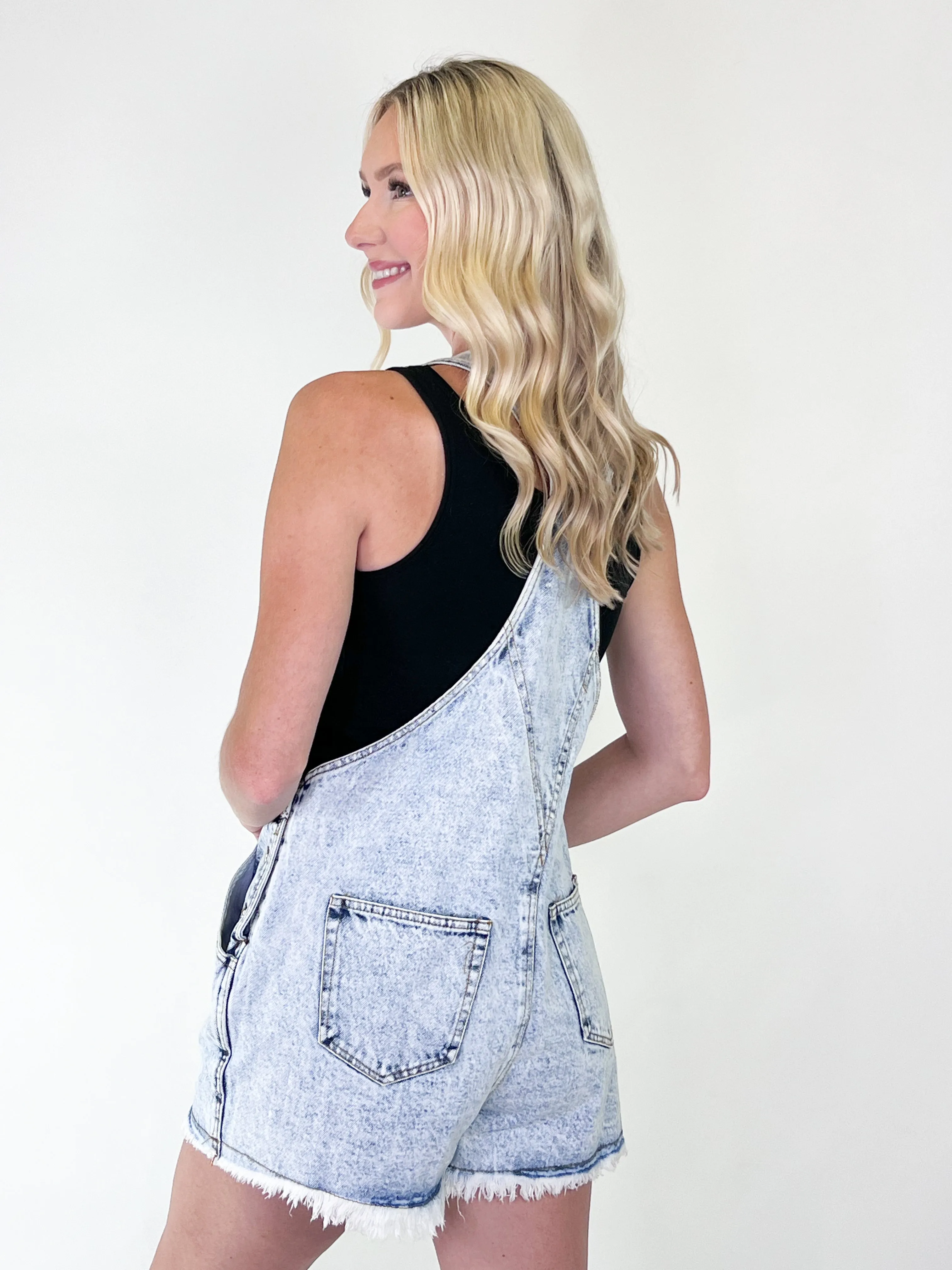 Malorie - Raw Hem Denim Overalls