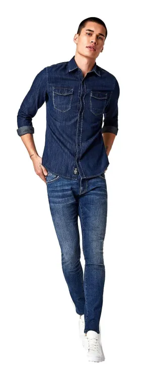 Mavi Men's Small Rio Deep Brushed Vintage Denim Shirt
