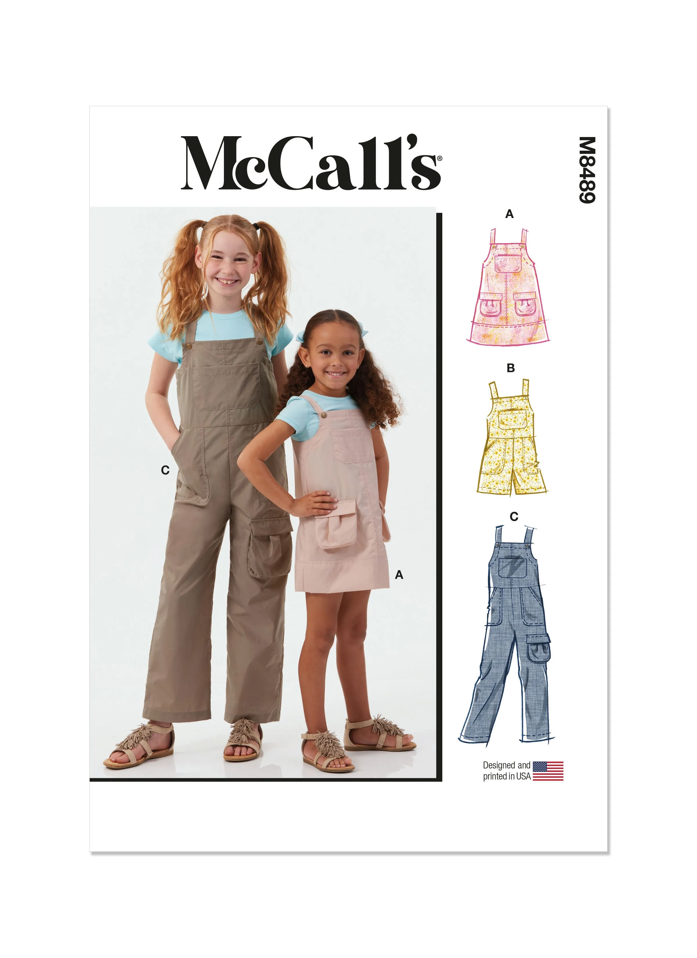 McCall's Sewing Pattern 8489 Girls' Pinafore and Overalls