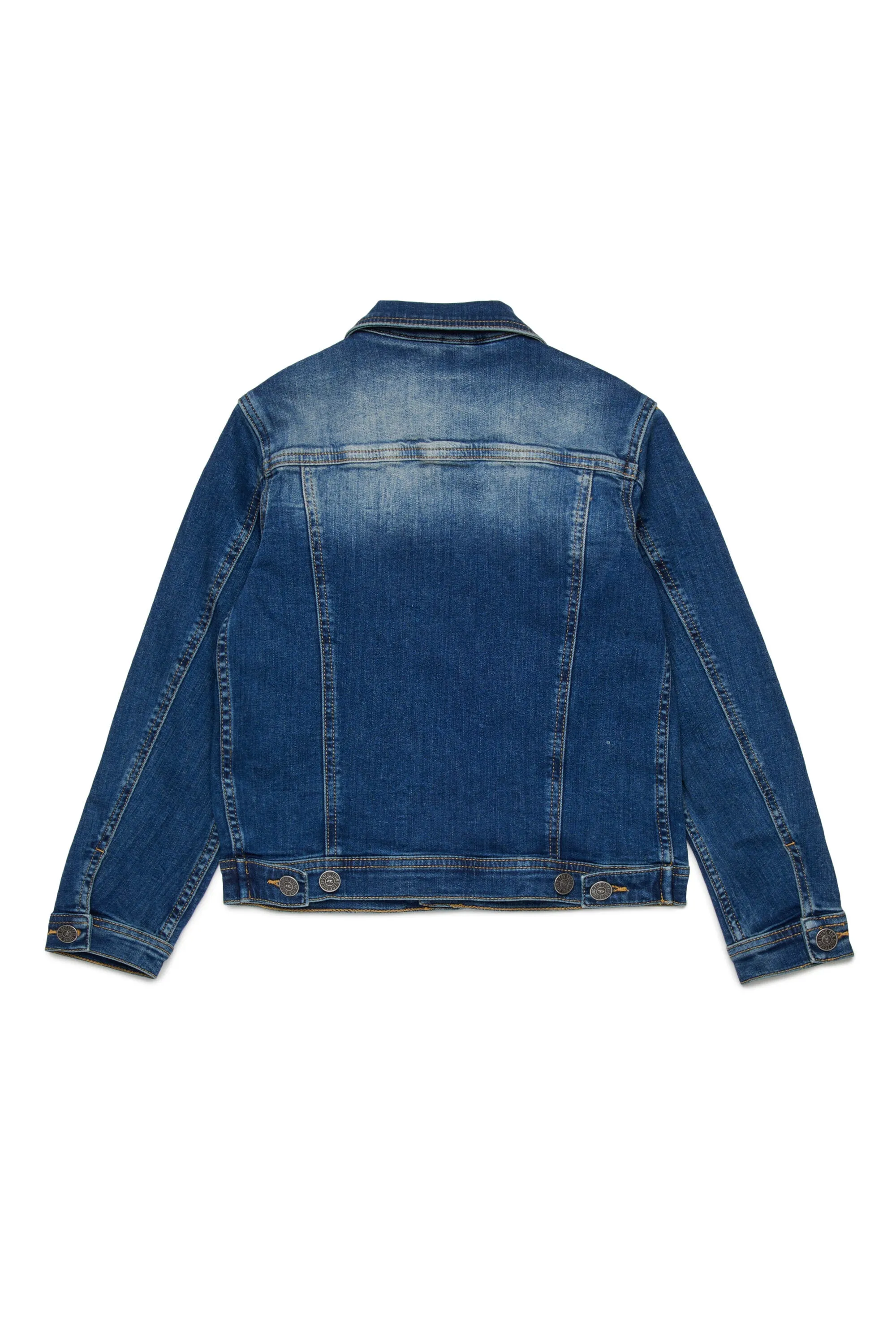 Medium blue shaded denim trucker jacket