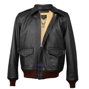 MEN A2 REPRO DAVID D. DONIGER MILITARY FLIGHT REAL GOATSKIN LEATHER JACKET