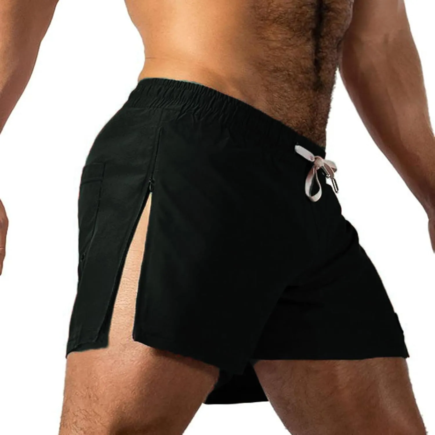 Men Athletic Running Shorts Lightweight Gym Workout Side Split Shorts Athletic Quick Dry Sports Shorts with Pockets