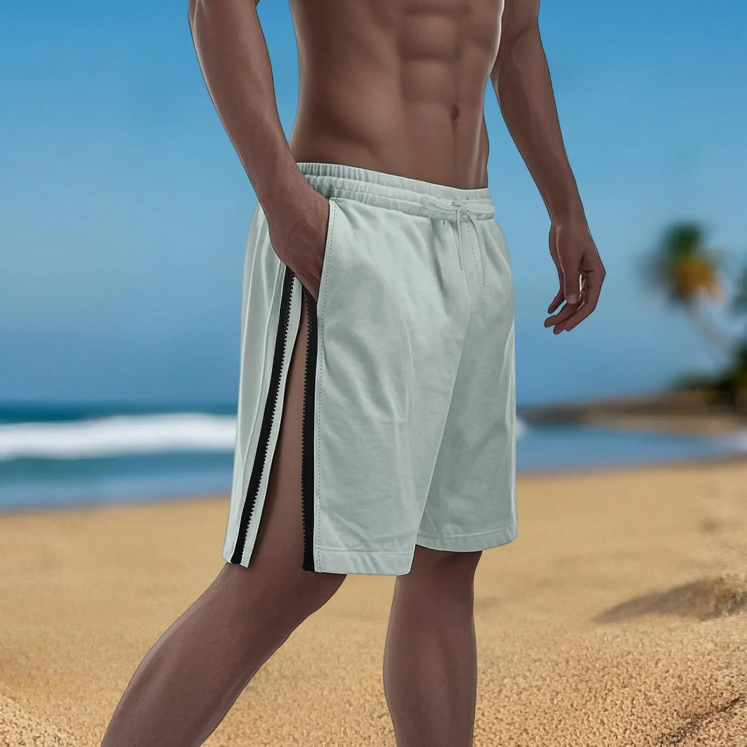 Men Athletic Running Shorts Lightweight Gym Workout Side Split Shorts Athletic Quick Dry Sports Shorts with Pockets