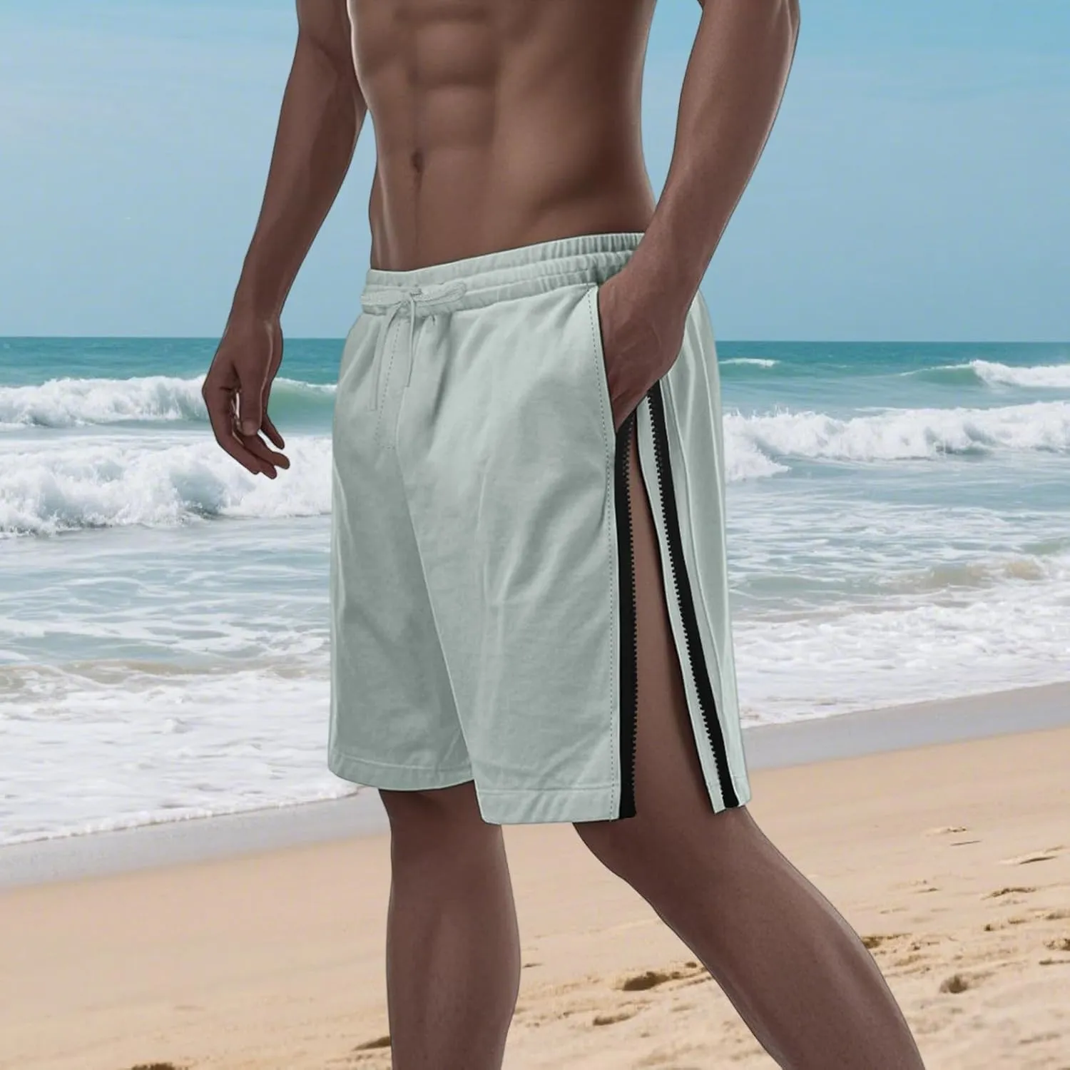 Men Athletic Running Shorts Lightweight Gym Workout Side Split Shorts Athletic Quick Dry Sports Shorts with Pockets