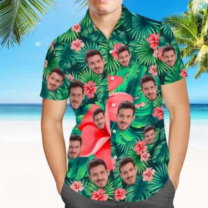 Men Custom Hawaiian Shirts With Leaves & Flowers Custom Beach Print Shirts Gifts For Him