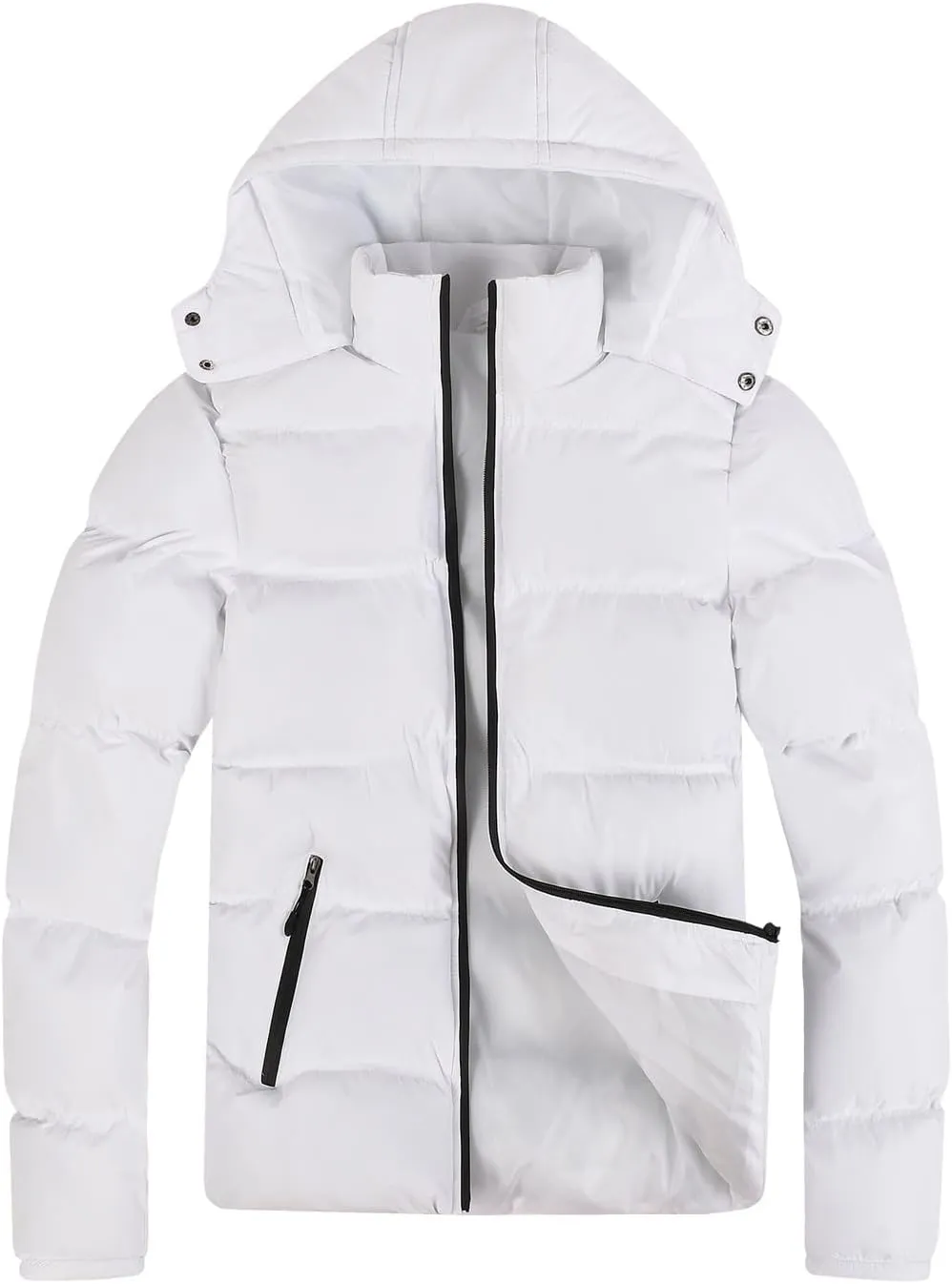 Men Lightweight Puffer Jackets Hooded Insulated Thermal Puffy Winter Jacket Waterproof Windproof Down Coats Outerwear