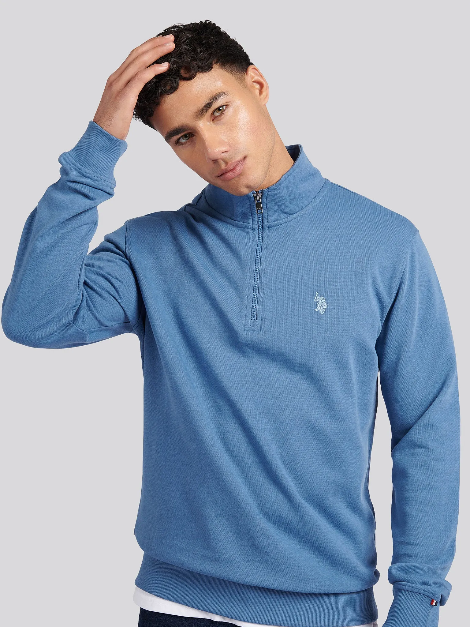 Mens 1/4 Zip Sweatshirt in Blue Horizon