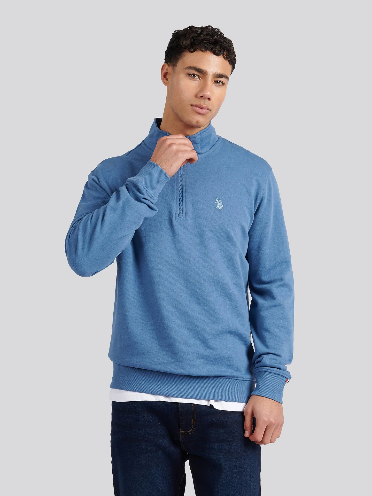 Mens 1/4 Zip Sweatshirt in Blue Horizon
