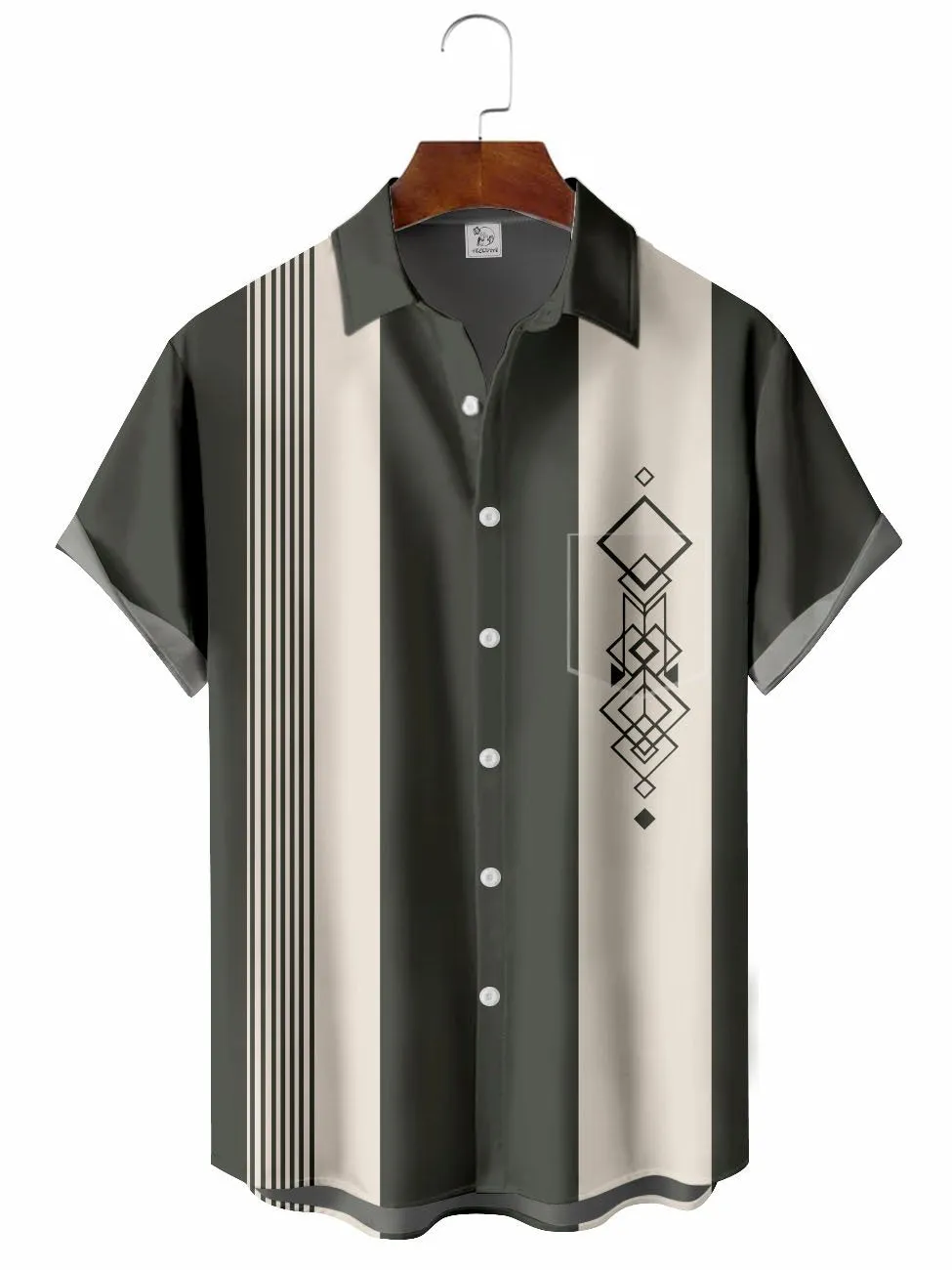 Men's 50's Vintage Geometry Bowling Shirt