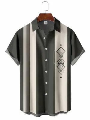 Men's 50's Vintage Geometry Bowling Shirt