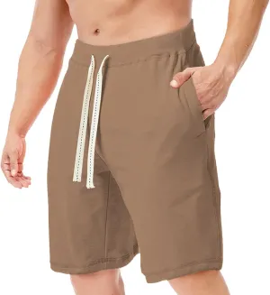 Mens Athletic Shorts Casual Drawstring Cotton Loose fit Jersey Shorts Athletic Jogger Gym Workout Lounge Sweat Shorts