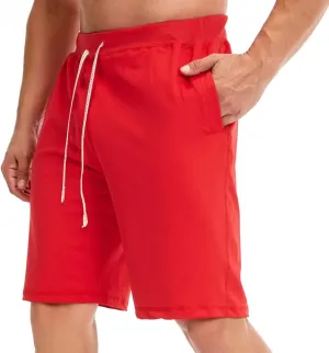 Mens Athletic Shorts Casual Drawstring Cotton Loose fit Jersey Shorts Athletic Jogger Gym Workout Lounge Sweat Shorts