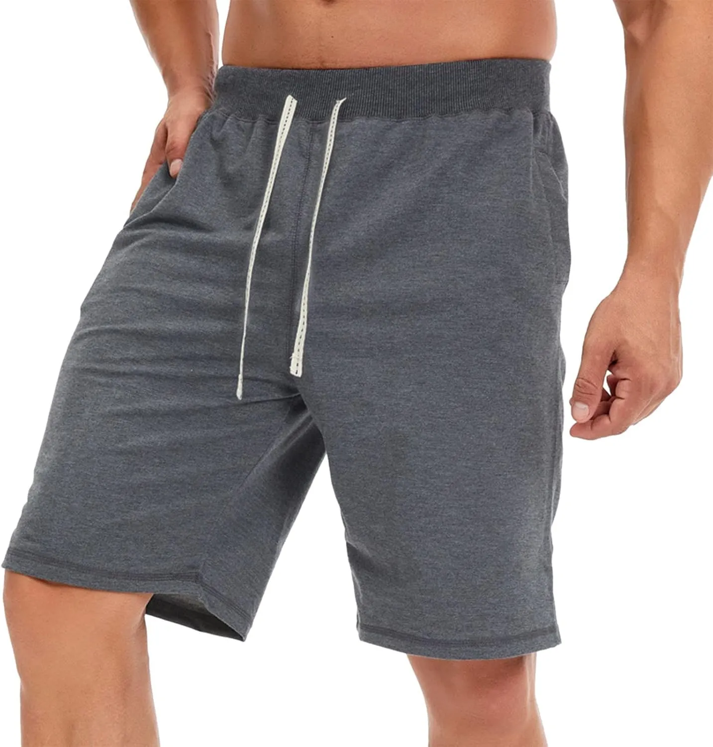 Mens Athletic Shorts Casual Drawstring Cotton Loose fit Jersey Shorts Athletic Jogger Gym Workout Lounge Sweat Shorts
